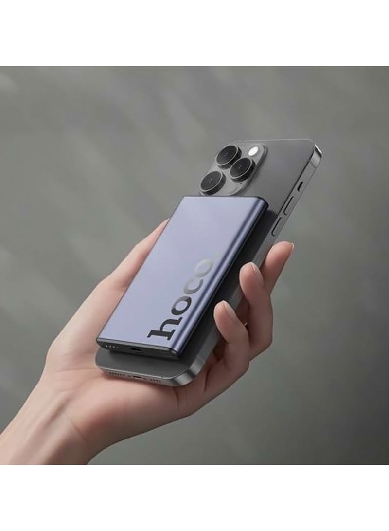 هوكو باور بانك مغناطيسي HOCO Q32 بسعة 5000 مللي أمبير مع شحن سريع 20 وات – رمادي معدني - Image 2