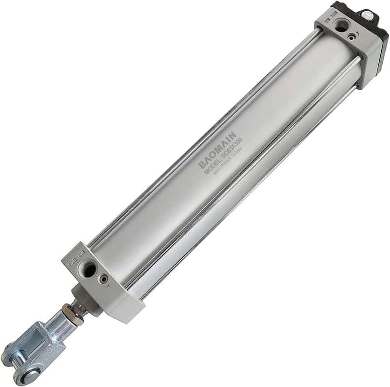Baomain Pneumatic Air Cylinder SC 63 x 300 PT 3/8, Bore: 2-1/2 inch(63mm), Stroke: 12 inch(300mm), Screwed Piston Rod Dual Action (1PCS) (CY&CB (with Foot Flange)) - Image 1