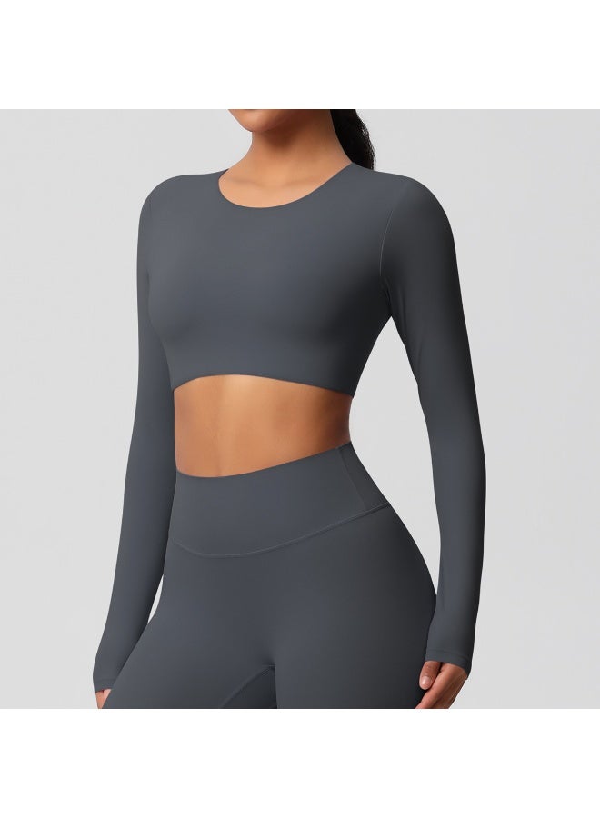 Yoga Shirts For Women Long Sleeve With Padded Fitness Running Gym Clothes Workout Dry Fit Breathable High Elastic Sports Top - Image 1