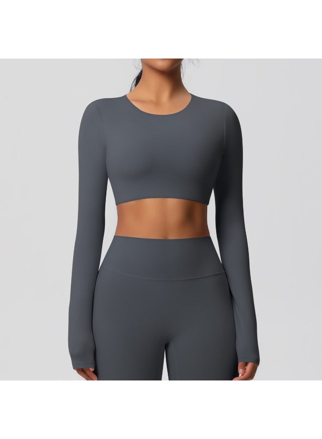 Yoga Shirts For Women Long Sleeve With Padded Fitness Running Gym Clothes Workout Dry Fit Breathable High Elastic Sports Top - Image 2