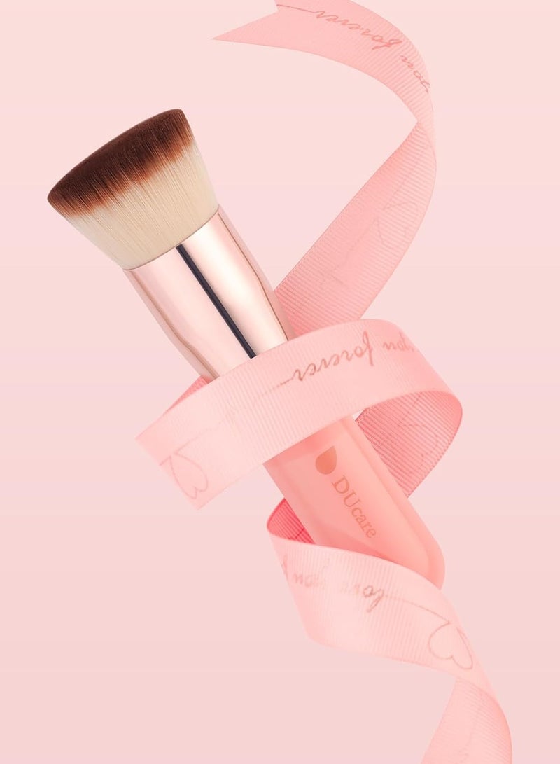 DUcare DUcare Foundation Brush for Liquid Makeup, Self Tanner Brush Flat Top Kabuki Professional Makeup Brushes Blending Mineral Powder Buffing Stippling Makeup Tools, Pink - Image 4