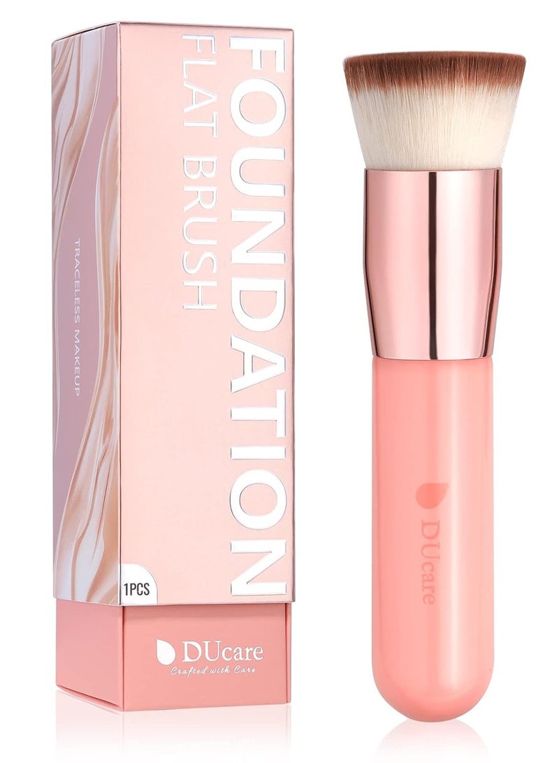 DUcare DUcare Foundation Brush for Liquid Makeup, Self Tanner Brush Flat Top Kabuki Professional Makeup Brushes Blending Mineral Powder Buffing Stippling Makeup Tools, Pink - Image 1