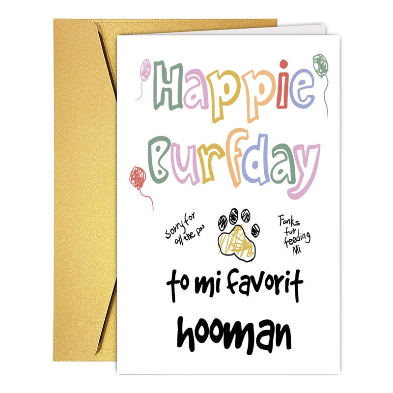 COLINHELIN Funny Birthday Card From Cat Dog, Happy Birthday Card Gift for Dog Dad Mom Friend Women Men - Image 1
