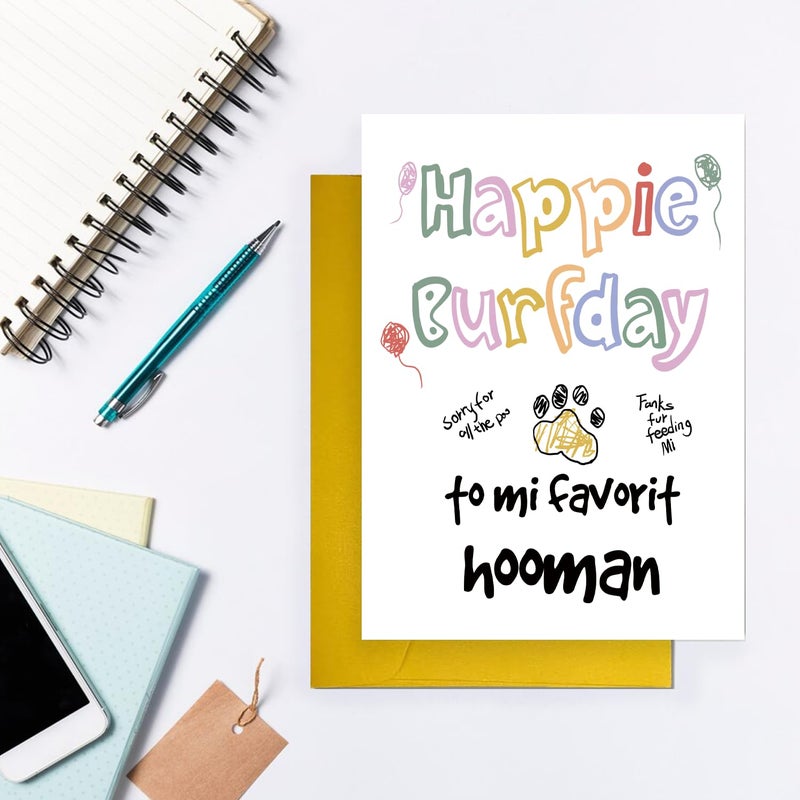 COLINHELIN Funny Birthday Card From Cat Dog, Happy Birthday Card Gift for Dog Dad Mom Friend Women Men - Image 4