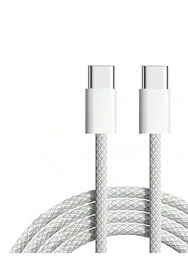 AsolBD 60W Nylon-Braided USB C to USB C Cable Fast Charging Compatible with iPhone 17/16 Pro Max IPad Pro MacBook Galaxy S24/25 Ultr Huawei P70 Xiaomi high speed data transfer USB (60W, White, 1 M) - Image 1