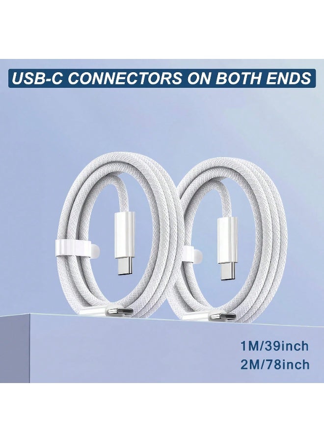 AsolBD 60W Nylon-Braided USB C to USB C Cable Fast Charging Compatible with iPhone 17/16 Pro Max IPad Pro MacBook Galaxy S24/25 Ultr Huawei P70 Xiaomi high speed data transfer USB (60W, White, 1 M) - Image 4