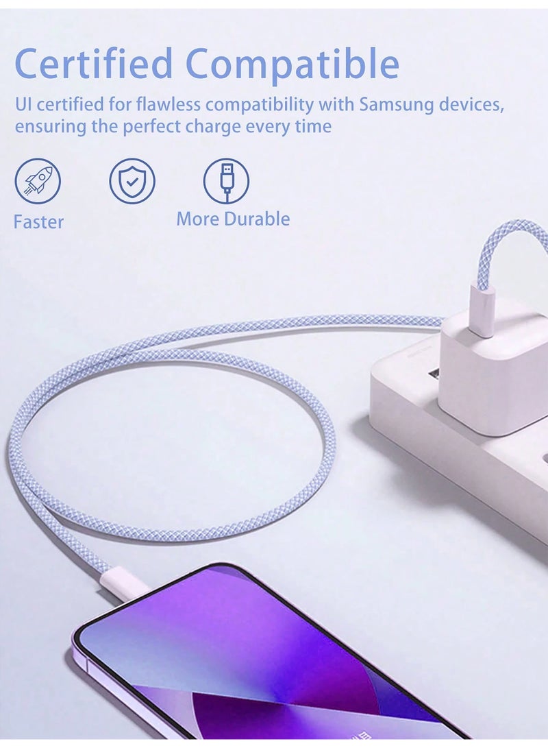 AsolBD 60W Nylon-Braided USB C to USB C Cable Fast Charging Compatible with iPhone 17/16 Pro Max IPad Pro MacBook Galaxy S24/25 Ultr Huawei P70 Xiaomi high speed data transfer USB (60W, White, 1 M) - Image 5