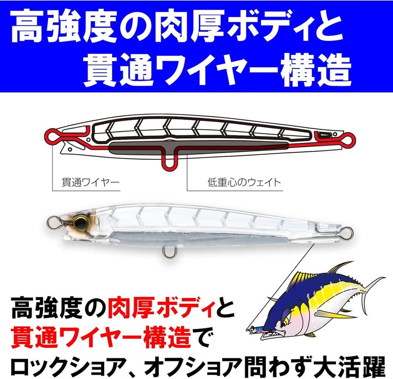 DUEL F1197-HLCL Sinking Pencil Lure - Monster Shot (S) for Sea and Freshwater Fishing - Image 3