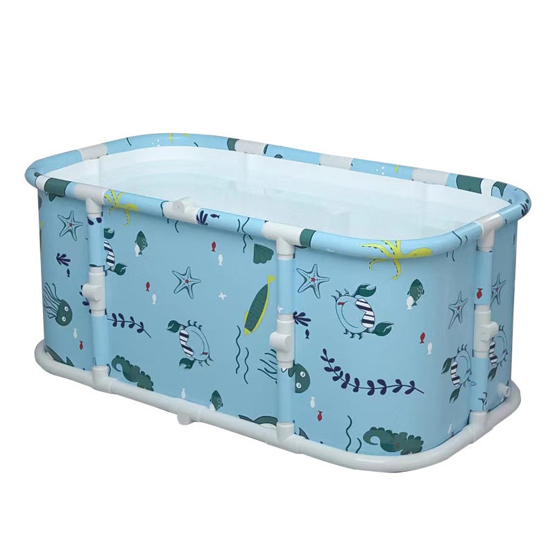SHUIYIREN Foldable Portable Rectangular Bathtub 1.2m Oxford Fabric with Cushion and Drain Pipe - Image 5