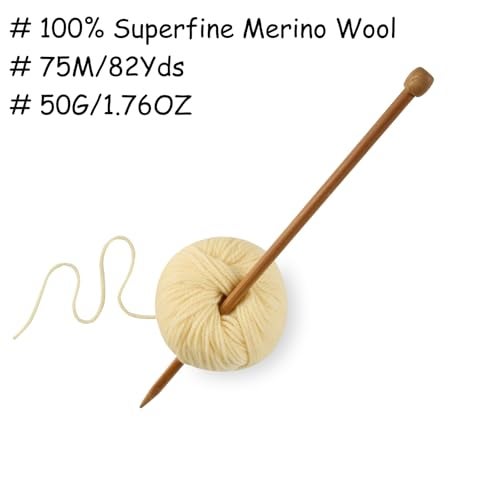 Gisimo 100% Merino Wool Yarn 3-Ply Luxurious and Soft Yarn for Hand Knitting & Crocheting (Naples Yellow,1Ball) - Image 3