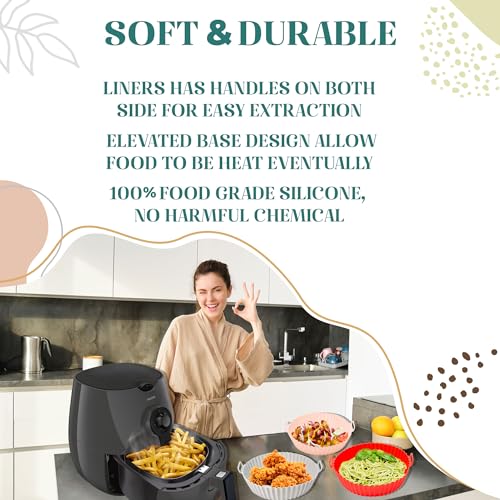 SAMNATE 4pcs Air Fryer Liners reusable - silicone air fryer liners, Air Fryer Accessories, Air Fryer Silicone Liners - reusable airfryer liners - air fryer pans - airfryer liners silicone - Image 4