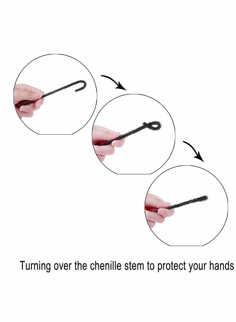 Excefore Pipe cleaners art, Pipe Cleaners Kit, Including Pipe Cleaners Self Adhesive Wiggly Eyes for DIY Art Creative Crafts Decorations (200 Pieces, Black) - Image 2