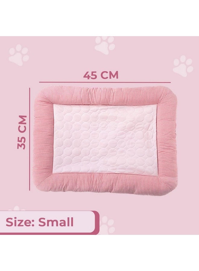 Hearts Rectangular Dog & Cat Bed|Yarn Dyed Oxford Cloth|Nylon And Polyester With Cotton Filling|Self-Cooling Bed For Dog & Cat|Small Light-Weight & Durable Dog Bed|Zqcj005P-S|Pink - Image 2