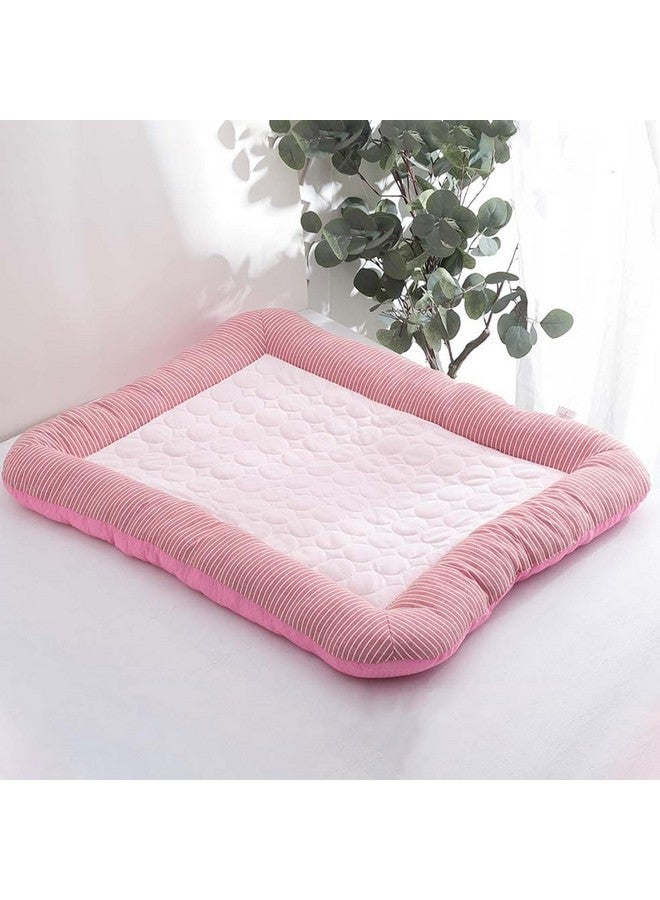 Hearts Rectangular Dog & Cat Bed|Yarn Dyed Oxford Cloth|Nylon And Polyester With Cotton Filling|Self-Cooling Bed For Dog & Cat|Small Light-Weight & Durable Dog Bed|Zqcj005P-S|Pink - Image 1
