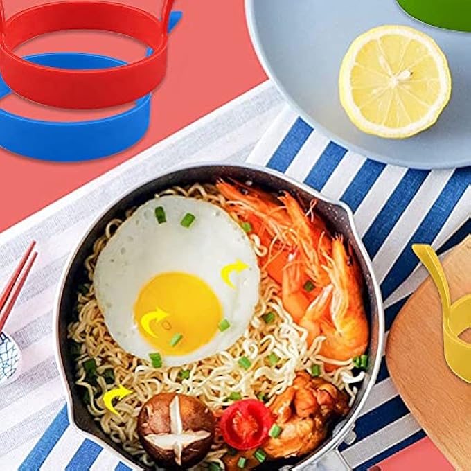 غنافوتو 4 قطع حلقات بيض سيليكون حلقة بيض دائرية بقالب حلقة بيض غير لاصقة حلقة بيض مقلي حلقات طهي البيض خواتم فطخ مقاومة للحرارة - Image 4