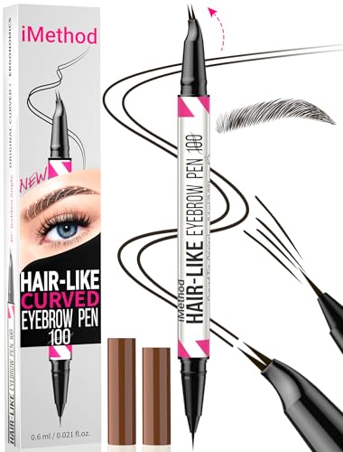 iMethod Curved Eyebrow Pen  2in1 DualEnded Eyebrow Pencil with Curved Tip and Precise BrushTip Microblading Pen for Natural HairLike Brows Long Lasting Black Brown