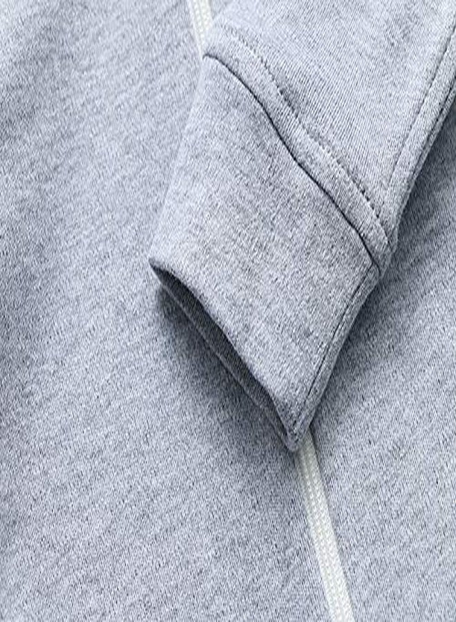 Owlivia Organic Cotton Baby Boy Girl Zip up Sleep N Play, Footless, Long Sleeve(6-12 Months, Dark Grey Melange & Olive Green) - Image 4