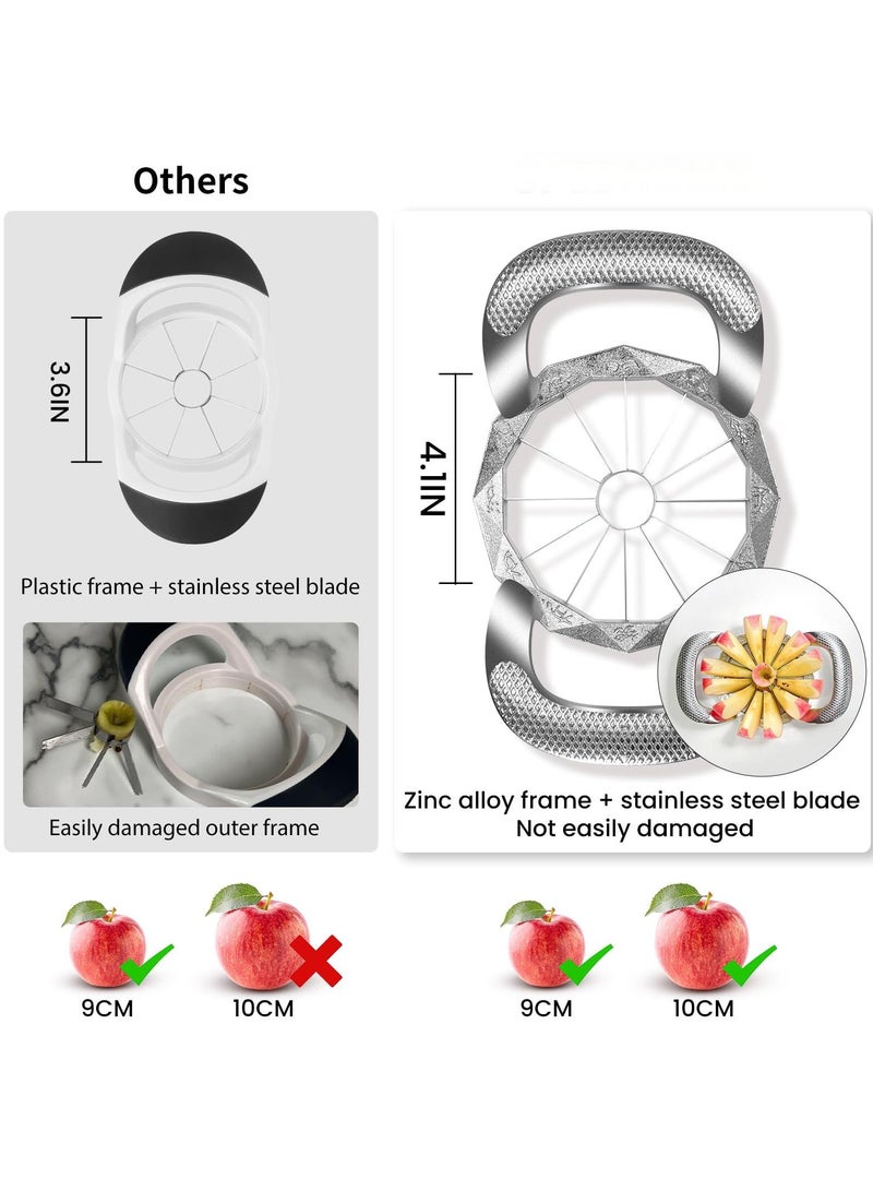 Apple Slicer, Apple Slicer and Corer, All-metal Construction Apple Cutter with 12 Stainless Steel Blades, Large Apple Corer Slicer for Up to 4 IN Apples with Comfortable Wider Non-slip Handle  - Image 2