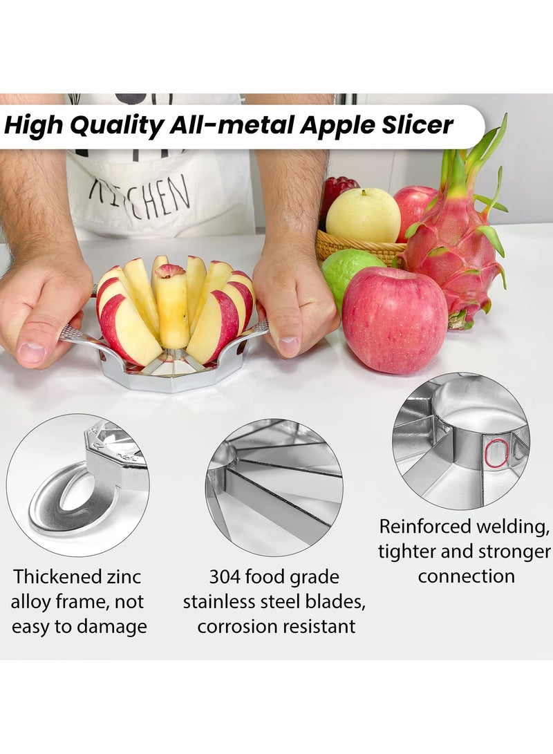 Apple Slicer, Apple Slicer and Corer, All-metal Construction Apple Cutter with 12 Stainless Steel Blades, Large Apple Corer Slicer for Up to 4 IN Apples with Comfortable Wider Non-slip Handle  - Image 3