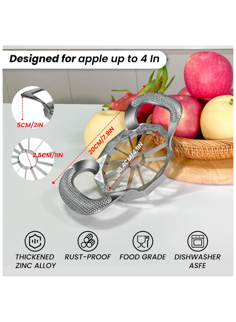 Apple Slicer, Apple Slicer and Corer, All-metal Construction Apple Cutter with 12 Stainless Steel Blades, Large Apple Corer Slicer for Up to 4 IN Apples with Comfortable Wider Non-slip Handle  - Image 4