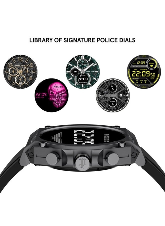 POLICE ساعة My Avatar IP Gun Alloy Case سوداء بحزام سيليكون للرجال مع زجاج Amoled IP68 - 45 ملم  - Image 4