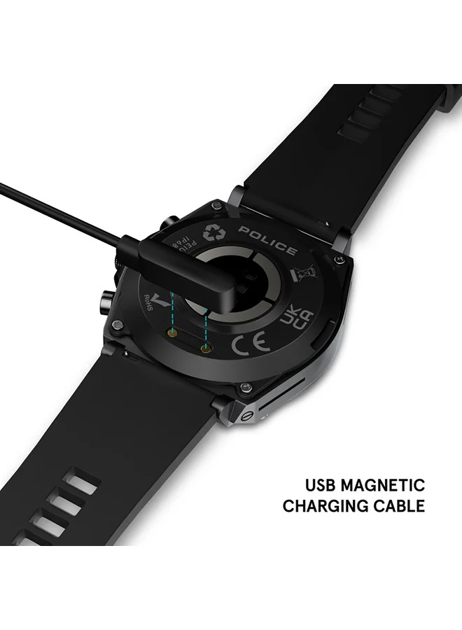 POLICE My Avatar Ion Plated Gun Alloy Case Black Silicone Strap Gents Smartwatch with Amoled Glass IP68 - 45mm