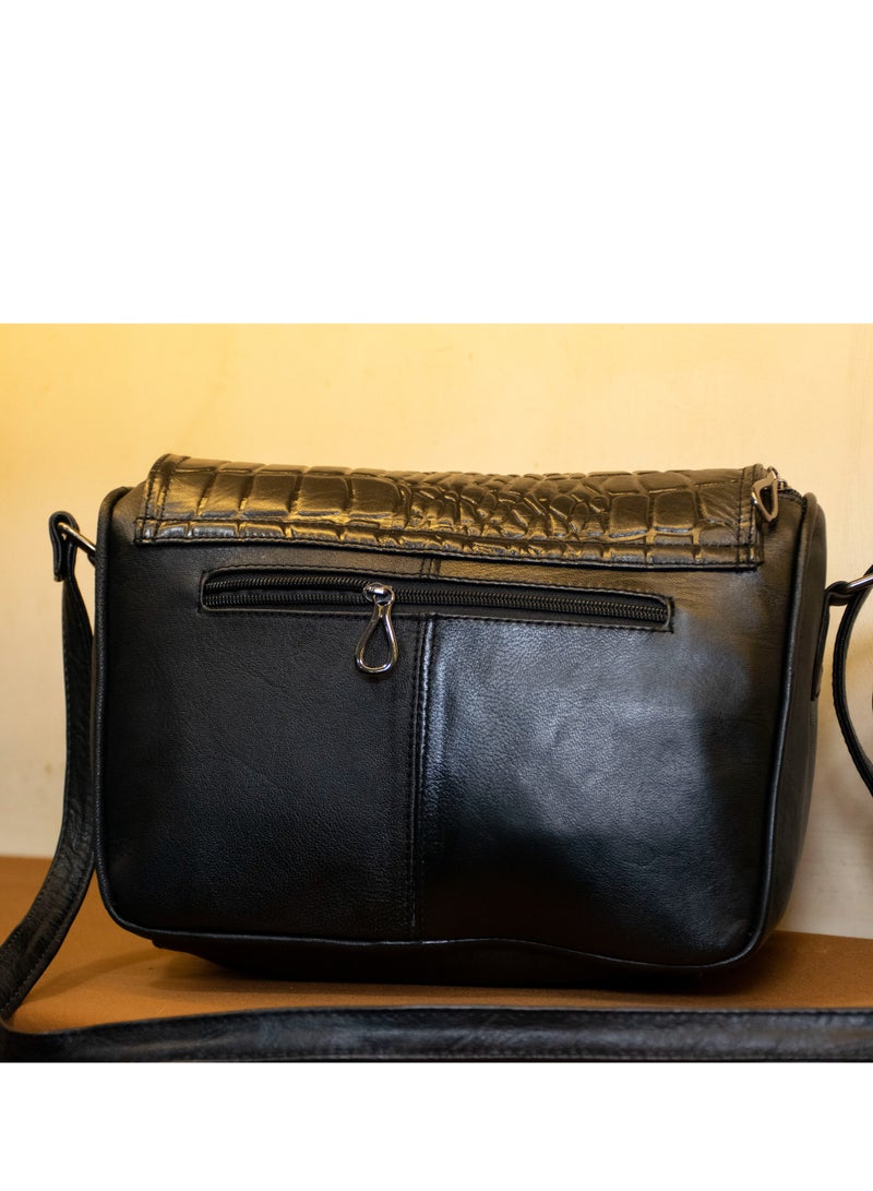 📌 Black Leather Crossbody Bag – Elegant & Functional 👜 Size: 30×25×10 cm 🖤 Color: Classic black – perfect for any outfit 💼 Made from 100% genuine leather – handcrafted quality 🔐 2 outer zippers + 1 hidden magic zipper + 3 inner compartments + handle + crossbody strap  ✔️ Spacious, stylish & super practical ✔️ Great for daily wear, work, or outings ✔️ From Holy of Holies Store  📦 Available now – Shipping all over Egypt - Image 4