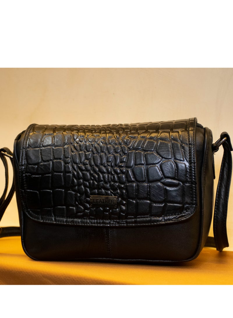 📌 Black Leather Crossbody Bag – Elegant & Functional 👜 Size: 30×25×10 cm 🖤 Color: Classic black – perfect for any outfit 💼 Made from 100% genuine leather – handcrafted quality 🔐 2 outer zippers + 1 hidden magic zipper + 3 inner compartments + handle + crossbody strap  ✔️ Spacious, stylish & super practical ✔️ Great for daily wear, work, or outings ✔️ From Holy of Holies Store  📦 Available now – Shipping all over Egypt - Image 2