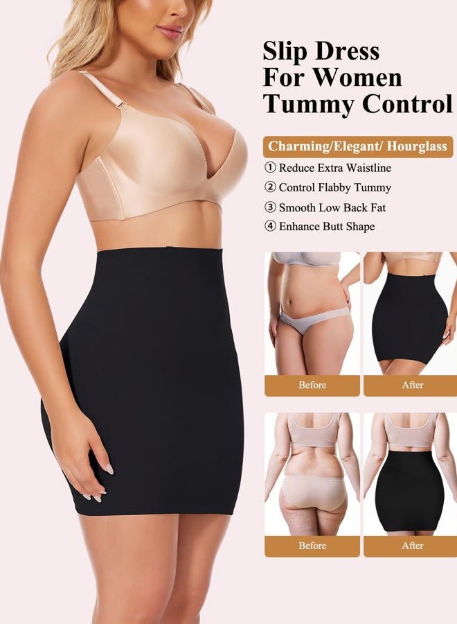 JOYSHAPER Shapewear Dress Slip for Under Dresses Half Slip Tummy Control High Waist Seamless Slip Skirt Body Shaper, #2 Black, S - Image 2