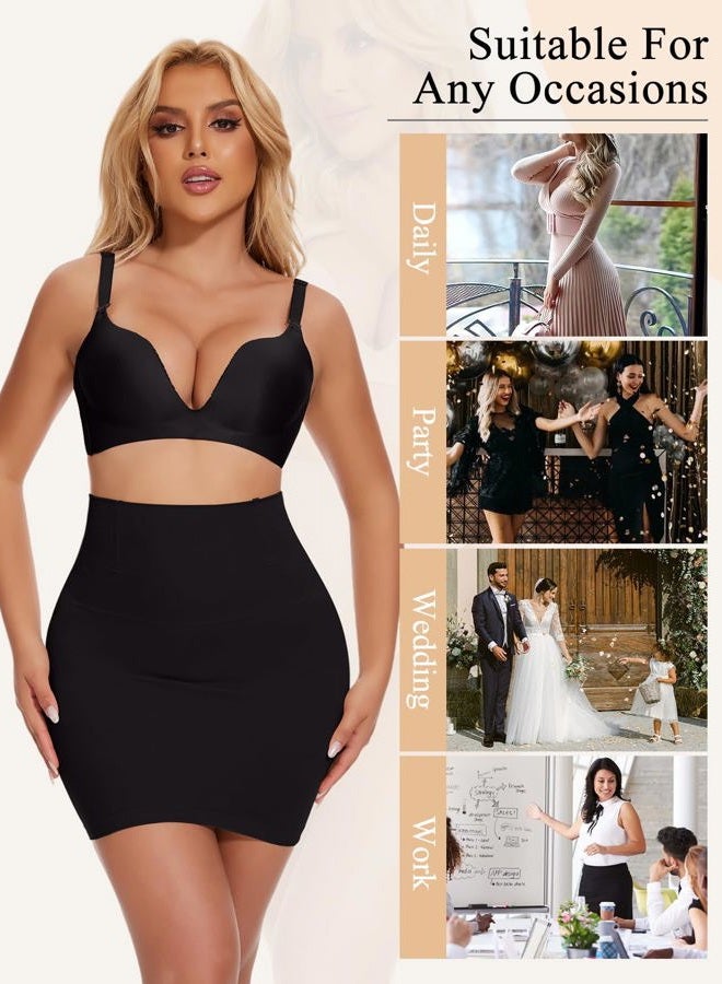 JOYSHAPER Shapewear Dress Slip for Under Dresses Half Slip Tummy Control High Waist Seamless Slip Skirt Body Shaper, #2 Black, S - Image 5