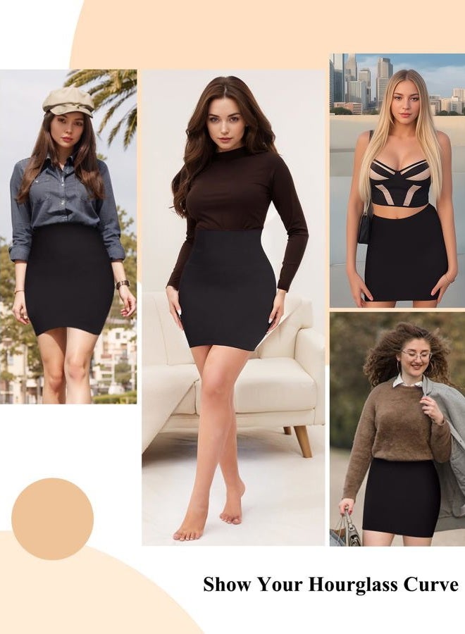 JOYSHAPER Shapewear Dress Slip for Under Dresses Half Slip Tummy Control High Waist Seamless Slip Skirt Body Shaper, #2 Black, S - Image 4