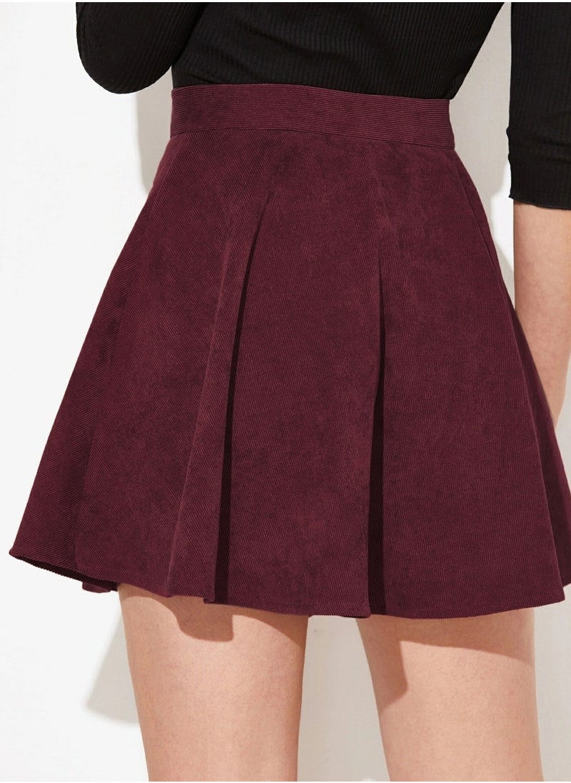 Loquat Women's Solid Color Corduroy Autumn And Winter Half Skirt Fashion Sweet Single Row Button High Waist Umbrella Skirt  - Image 3