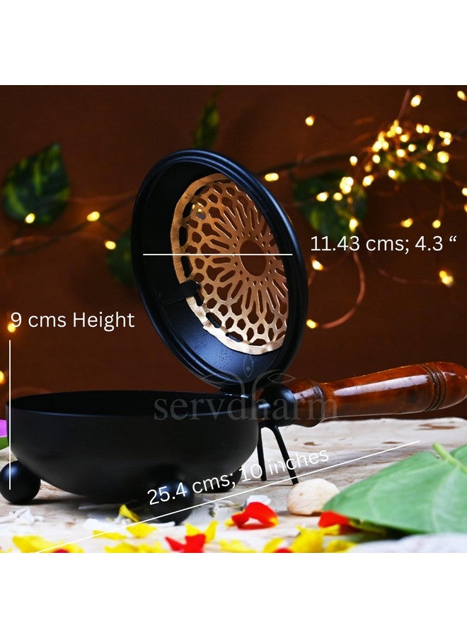 ServDharm Dhoop Dani Dhuni Loban Burner, Diameter 4.3(Metal, Round, Black) - Image 4