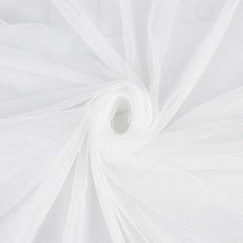 Filloxy Net Fabric Cloth for Multi Purpose Decoration, Parties, Costumes, Gift Packing, Party Decor, Backdrop Material mandap, Pooja Background Ribbon Wedding Decoration (White, 5 Meter), Solid - Image 1