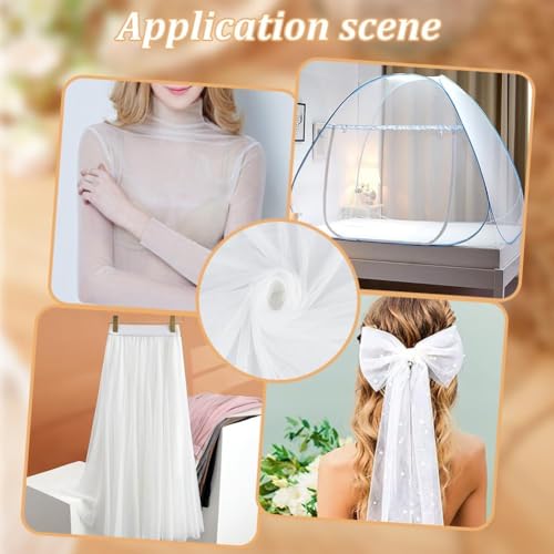 Filloxy Net Fabric Cloth for Multi Purpose Decoration, Parties, Costumes, Gift Packing, Party Decor, Backdrop Material mandap, Pooja Background Ribbon Wedding Decoration (White, 5 Meter), Solid - Image 3