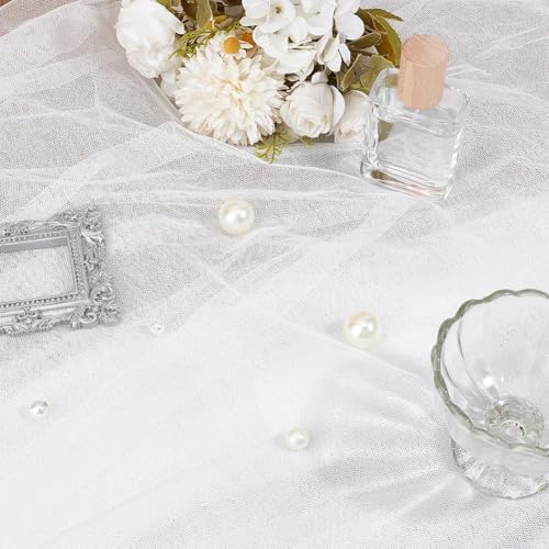 Filloxy Net Fabric Cloth for Multi Purpose Decoration, Parties, Costumes, Gift Packing, Party Decor, Backdrop Material mandap, Pooja Background Ribbon Wedding Decoration (White, 5 Meter), Solid - Image 5