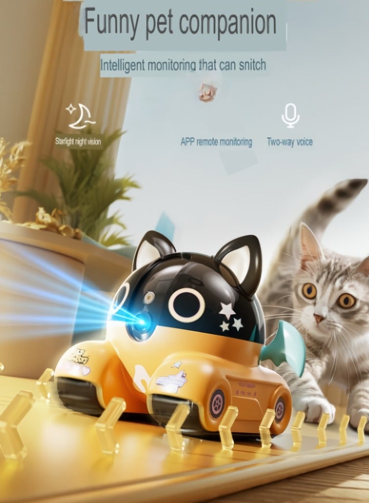 Wifi Pet Monitoring Mobile Camera, Wireless AI Smartphone Pet Monitor Camcorder, Sturdy And Durable Moving Camera For Pet Monitoring Home Security, (1pc, Yellow) - Image 4