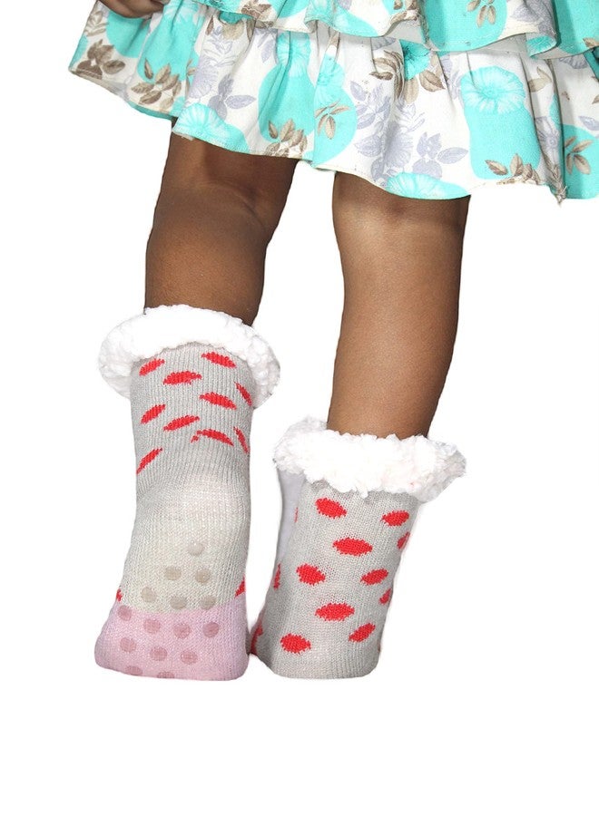CHACKO Baby Boy Girl Winter Thick Fur Cozy Socks Toddler Anti-Slip Cuff Ankle Socks_Pack Of 01_Sck004(3-7 Years,Multicolour2) - Image 2