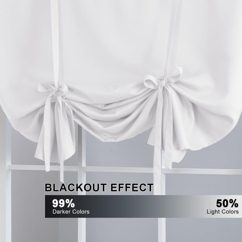 H.VERSAILTEX Pure White Curtain Thermal Insulated Tie Up Window Shade Light Blocking Curtains for Bathroom, Rod Pocket Panel- 42in Wide by 63in Long - Image 3