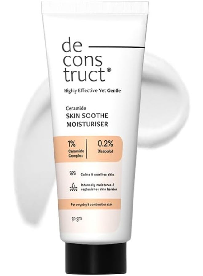 Deconstruct Skin Soothe Moisturizer | 1% Ceramides + 0.2% Bisabolol Lightweight Cream Moisturiser | For Dry to Combination Skin | 50 gm