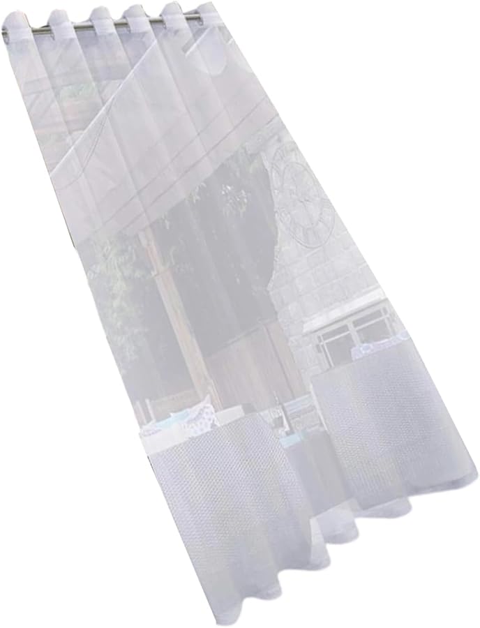 White Waterproof Outdoor Transparent Curtains Eyelet Voile for Patio Gazebo Camping - Image 2