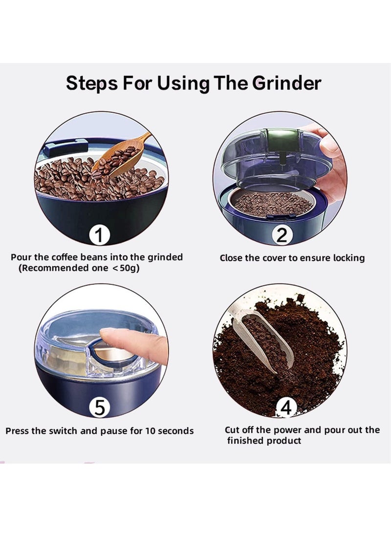 Electric Kitchen Grinder Mixer - Electric Coffee Grinders for Spices, Seeds, Herbs, and Coffee Beans, Spice Blender and Espresso Grinder, Wet and Dry Grinder Stainless Steel