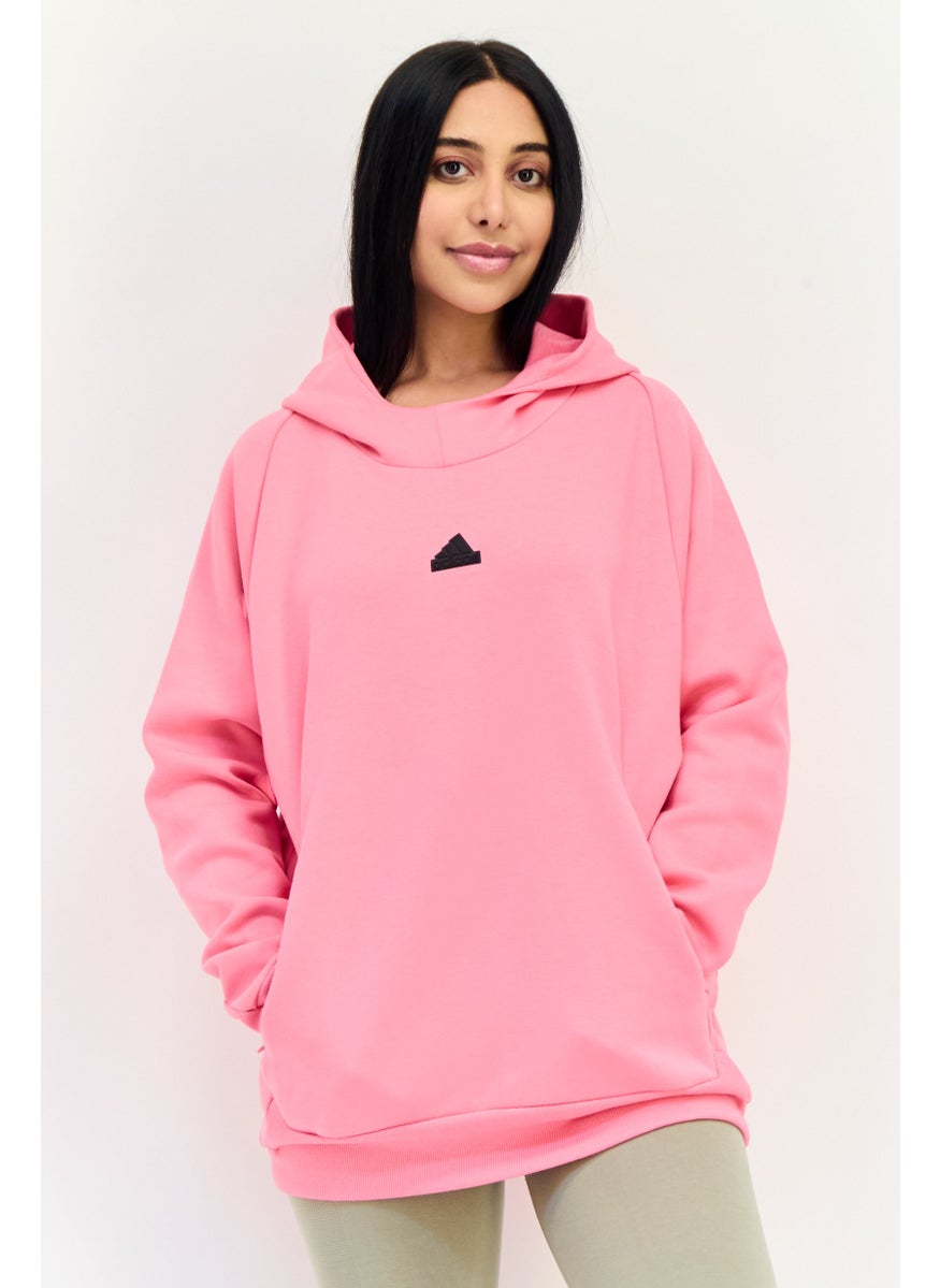 Adidas Women Sportswear Fit Long Sleeve Outdoor Hoodie, Pink  - Image 1