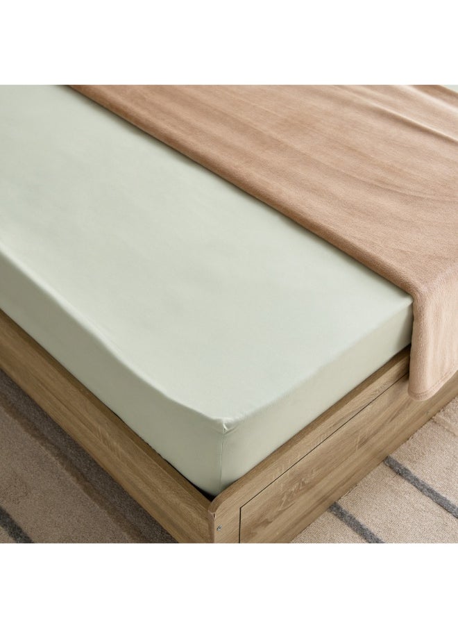 Derby Solid Microfiber Double Fitted Sheet 140 X 200 X 25 Cm