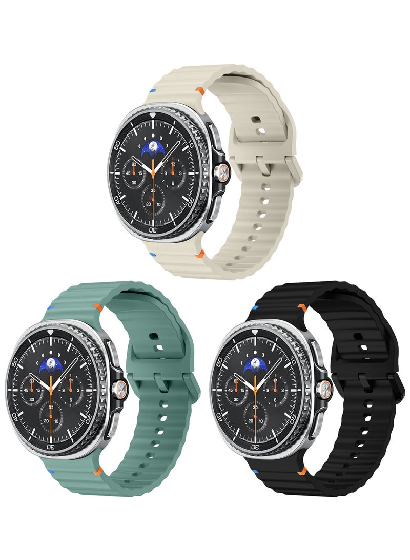 CATANES 3 Packs Silicone Ocean Band for Samsung Galaxy Watch 8 Classic 46mm and Watch 8 40mm 44mm - Sport Band Strap - Image 2
