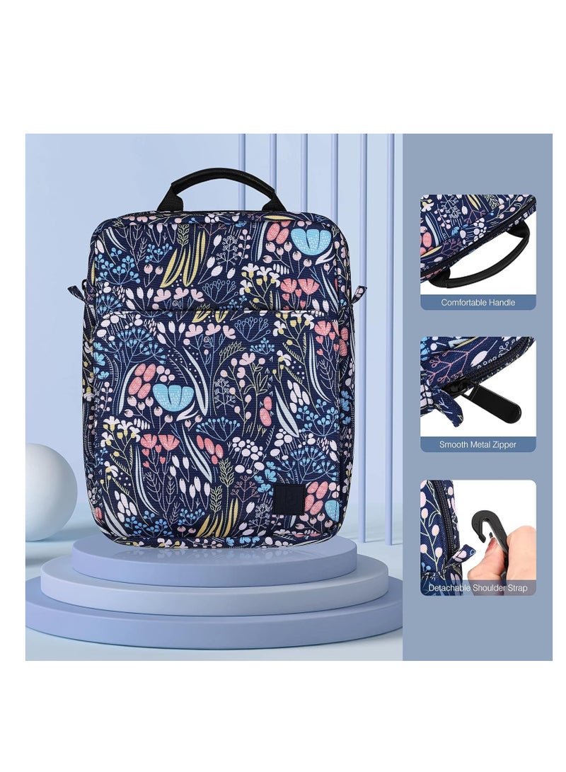 General 9-11" Tablet Sleeve Bag Case with Shoulder Strap for iPad 10.2 2021-2019, iPad 10th Generation 2022, iPad Air 5/4 10.9, iPad Pro 11 2022-2018, Galaxy Tab S9/S8/A8/A7 2023（Blue Flower）  - Image 4