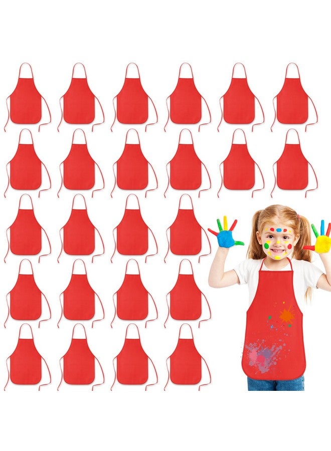 KUUQA مآزر فنية للأطفال من كوكوا 24 حزمة باللون الأحمر لمستلزمات الحفلات والرسم في المطبخ والفصول الدراسية - Image 1