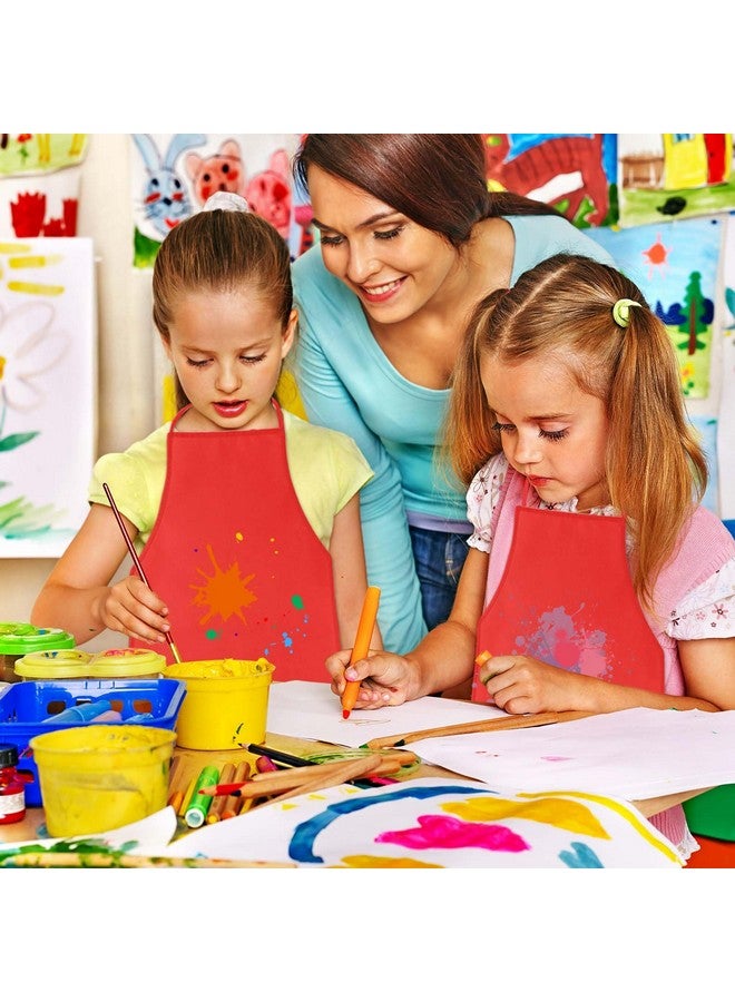 KUUQA مآزر فنية للأطفال من كوكوا 24 حزمة باللون الأحمر لمستلزمات الحفلات والرسم في المطبخ والفصول الدراسية - Image 4