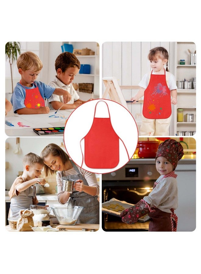 KUUQA مآزر فنية للأطفال من كوكوا 24 حزمة باللون الأحمر لمستلزمات الحفلات والرسم في المطبخ والفصول الدراسية - Image 5