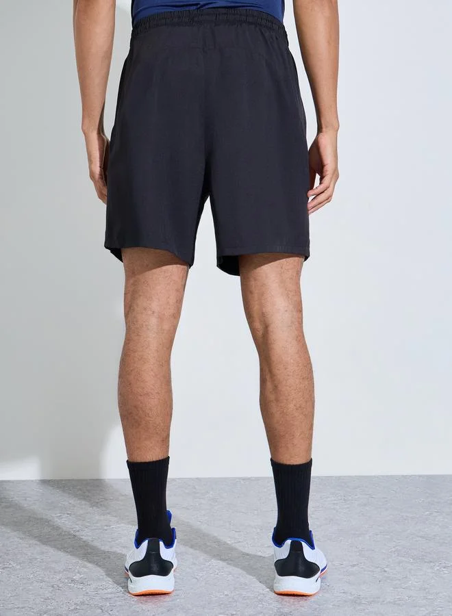 Styli Active  Men Black Paneled Zipper Pocket Active Shorts for Men | Best Price UAE